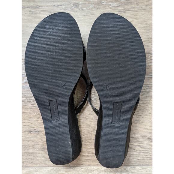 Airwalk Petey Sandal 8.5 Black Wedge Thong Silver Studded Comfort Padded Classic - Picture 9 of 12